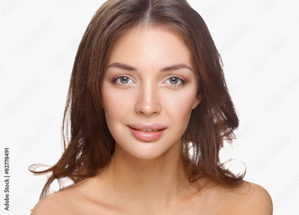 Close up portrait of beautiful young woman face. Isolated on Close up portrait of beautiful young woman face. Isolated on