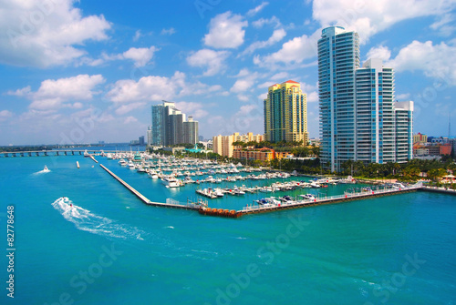 Aerial view of South Miami Beach and skycrappers