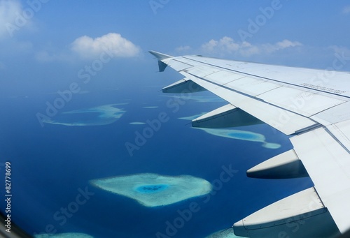 The Top view of Maldives by Airplane 