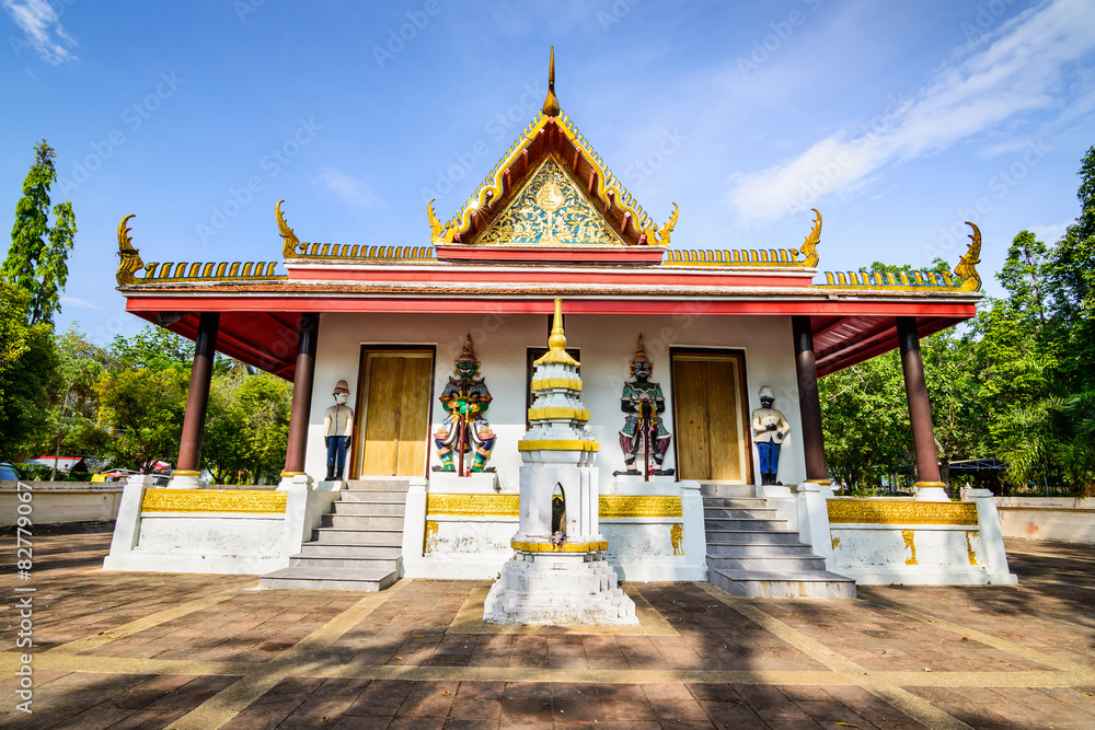 Naklejka premium Wat Pattanaram (Mai Temple), an ancient temple at Surat Thani pr