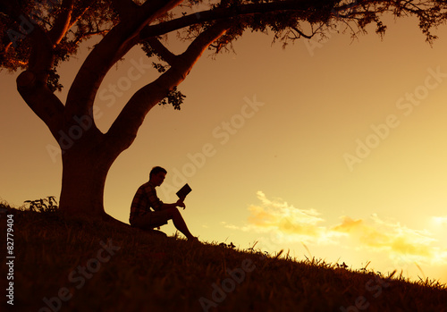 Man reading in the park photo