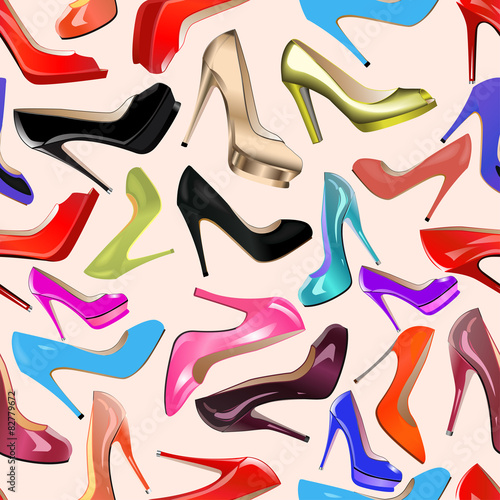 seamless background of fashionable women's shoes