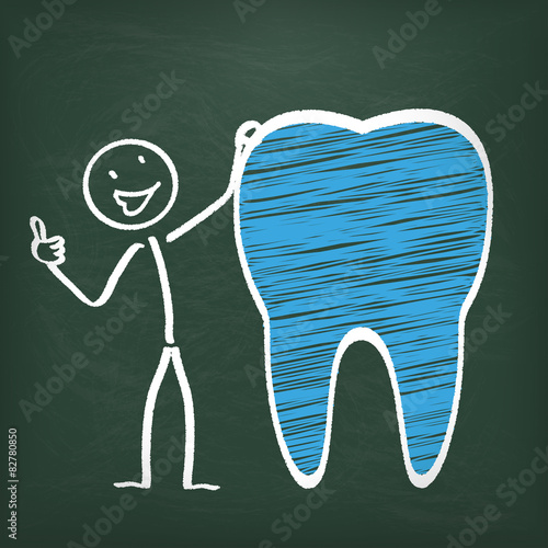 Kreidetafel Strichmännchen Zahn