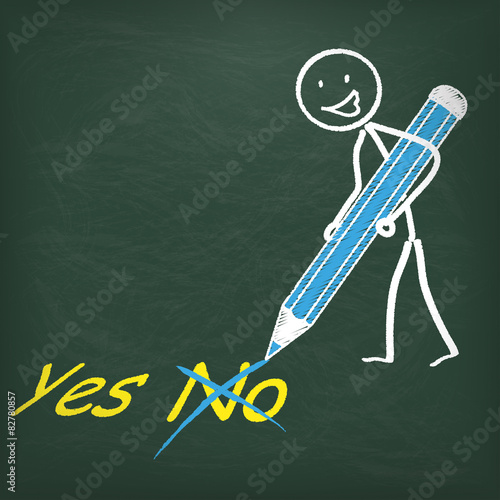 Blackboard Stickman Pen Yes No