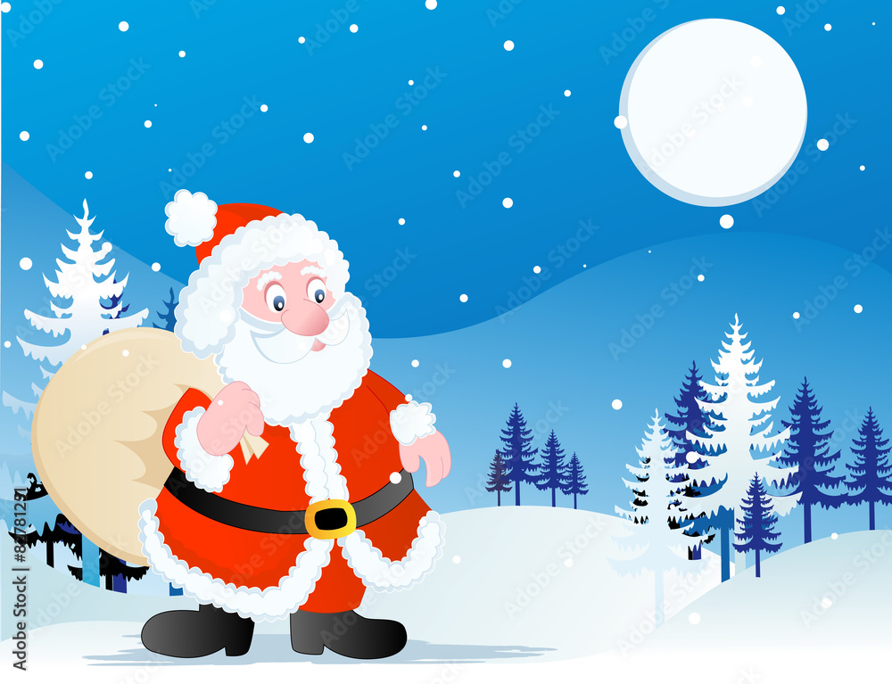 Santa and toys christmas greeting card / background