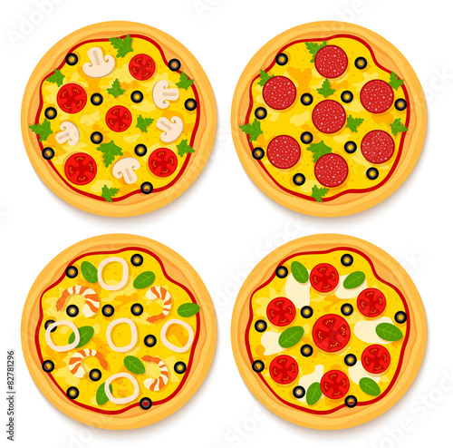 set of pizzas
