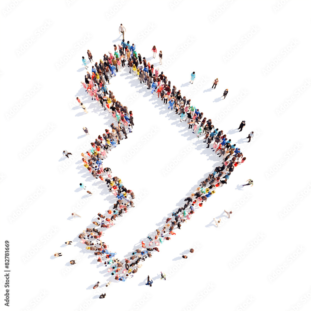 People in the form of arrows. People in the form of arrows.