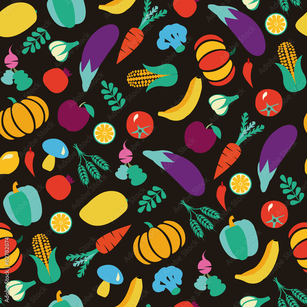 Vegetables and fruits Eco Food pattern Vegetables and fruits Eco Food pattern
