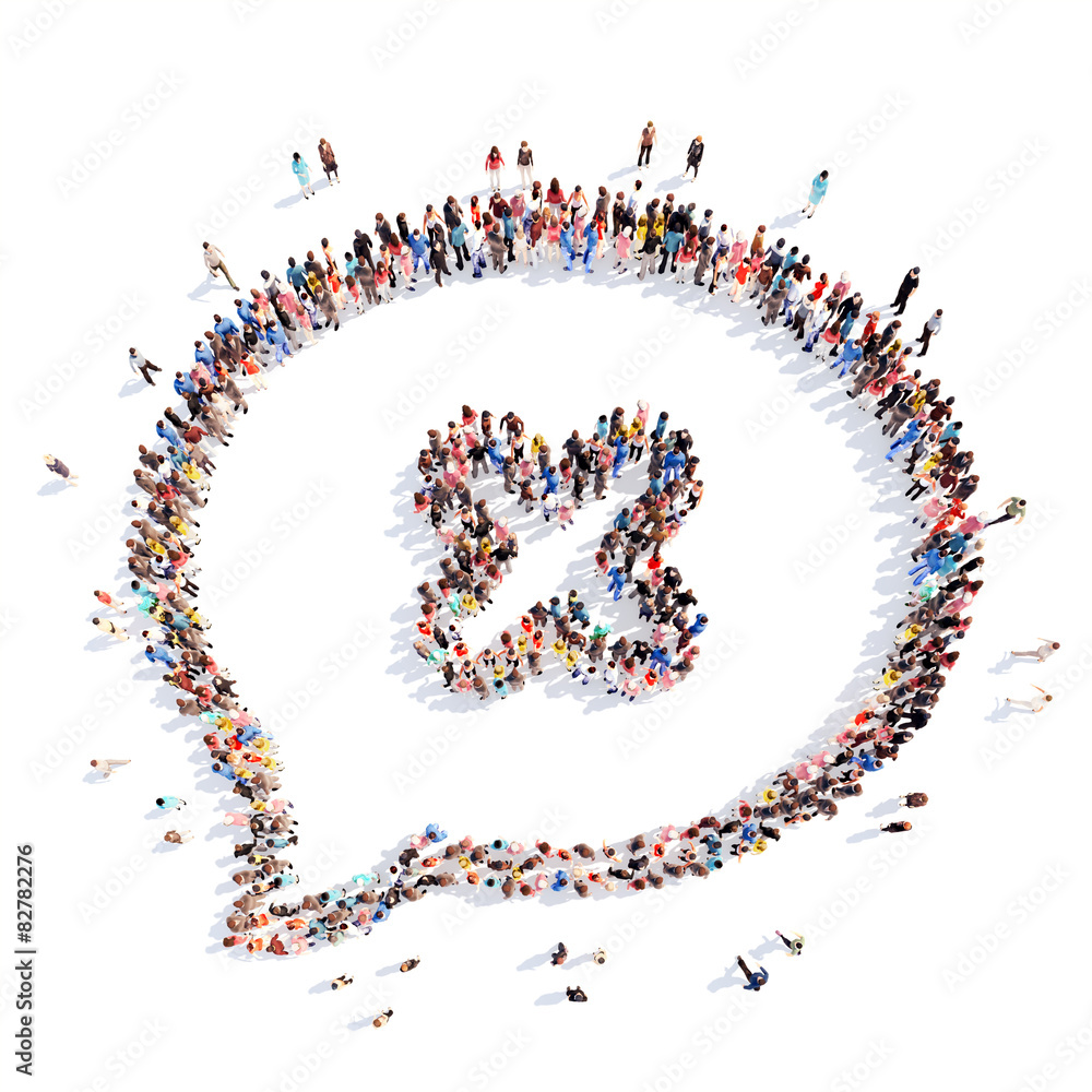 People in the shape of a chat bubble. People in the shape of a chat bubble.