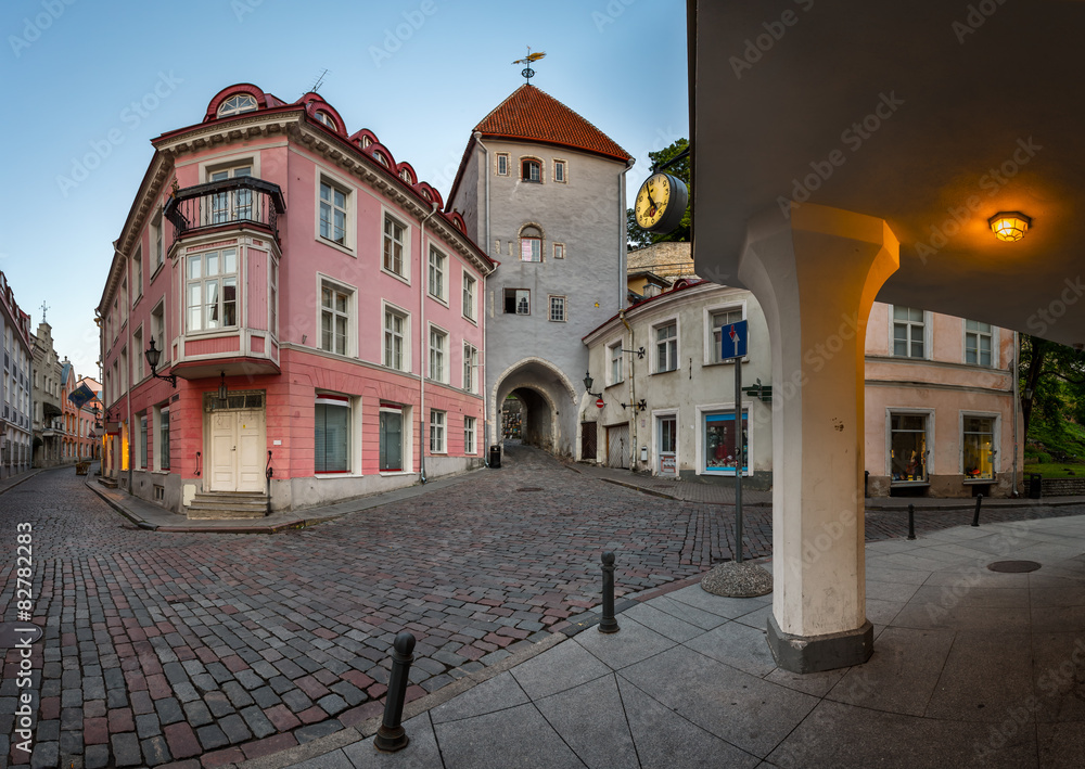 Tallinn Down Town and Tower Gate to the Upper Town, Tallinn