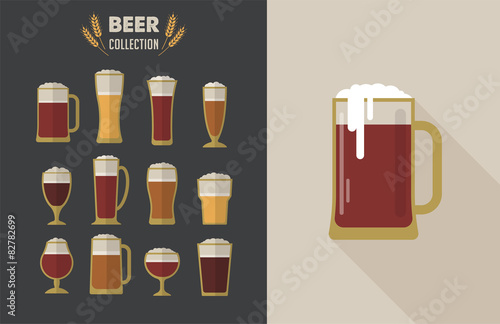 Collection of flat vector Beer glasses 