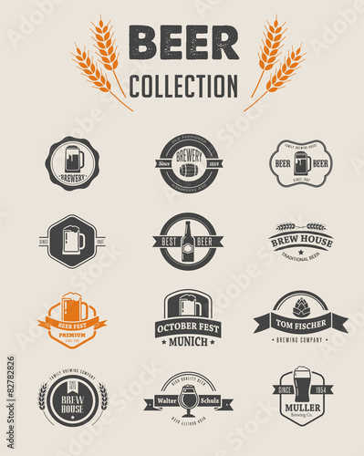 Collection of flat vector Beer icons and elements