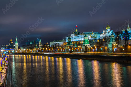 Night view on Kremlin castle in Moscow