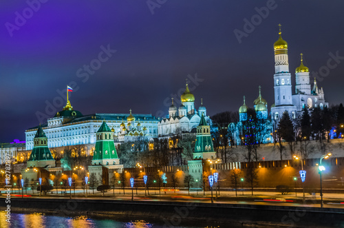 Night view on Kremlin castle in Moscow