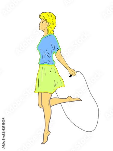 silhouette girl skipping rope