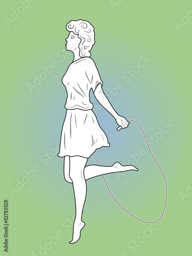 silhouette girl skipping rope