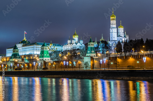Night view on Kremlin castle in Moscow