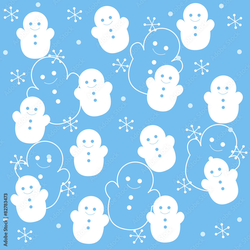 Fototapeta premium Snowman winter seamless pattern