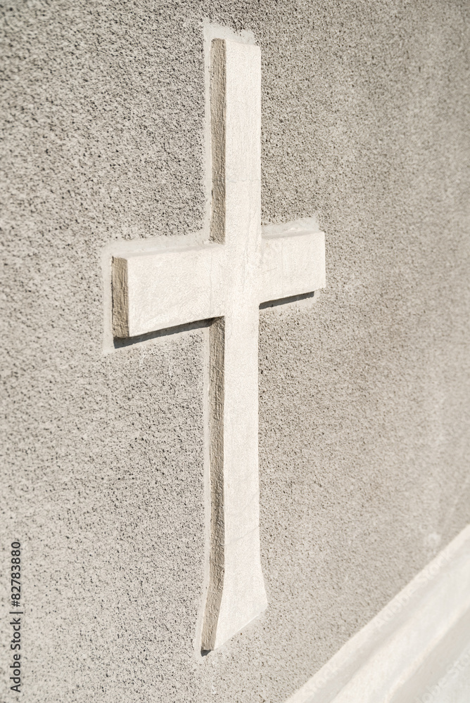 Christian Orthodox Cross Sign On Concrete Wall