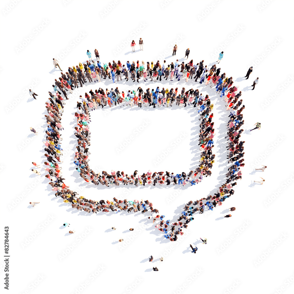 People in the shape of a chat bubble. People in the shape of a chat bubble.
