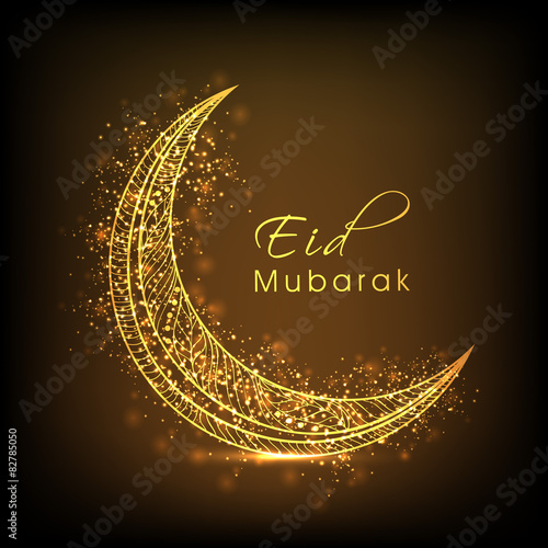 Golden moon for Eid Mubarak celebration.