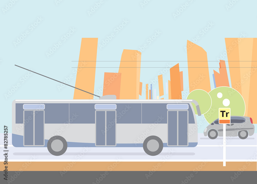 City motif. Bus stop. Vector