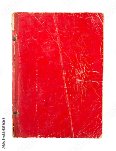 Fotografi Old red cover book isolated on white background.