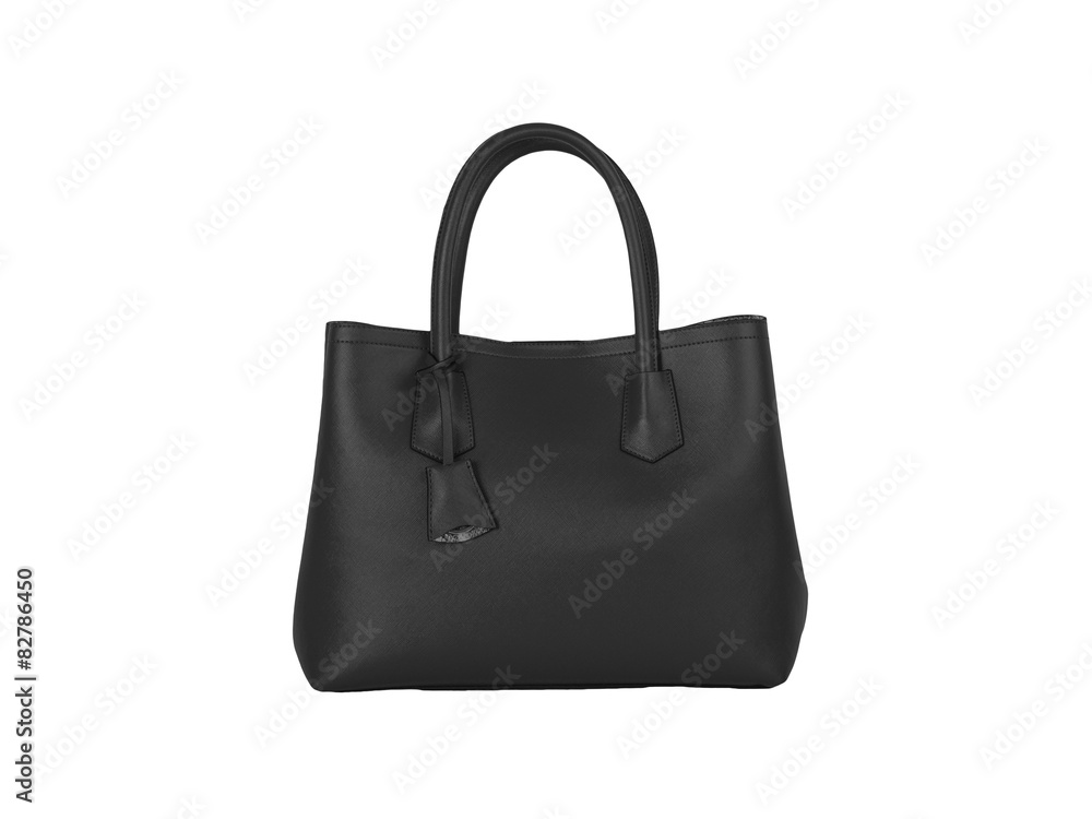 Bolso negro de mujer sobre fondo blanco aislado. Vista de frente Bolso negro de mujer sobre fondo blanco aislado. Vista de frente