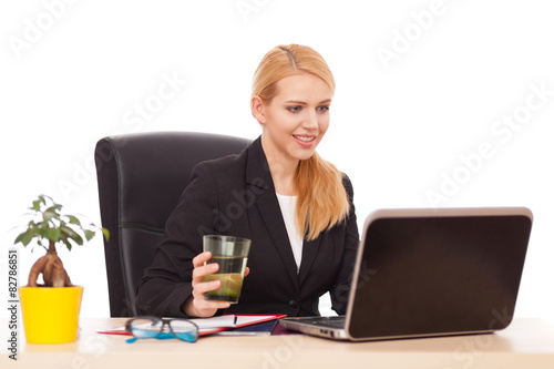 Young businesswoman in her office