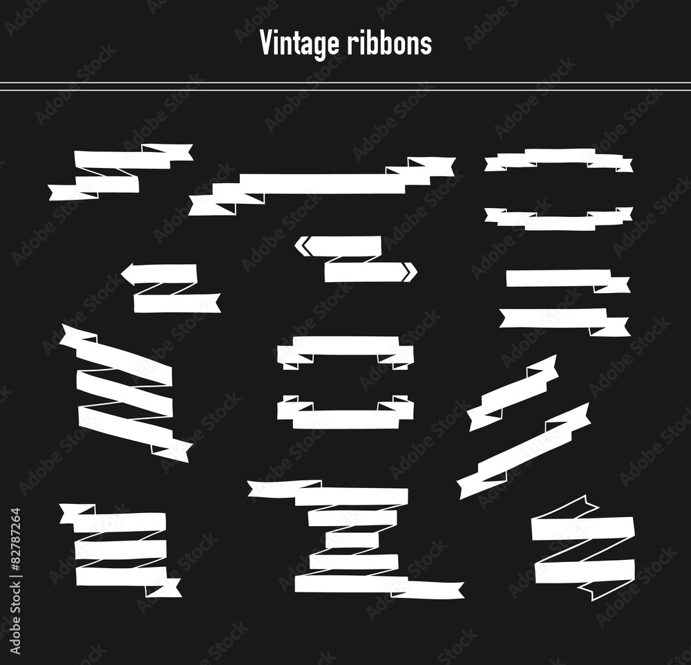Set of hand drawn vintage ribbons for your design