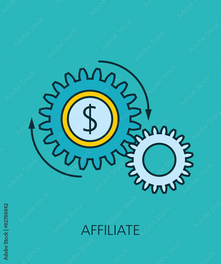 Fototapeta premium Affiliate flat line icon concept