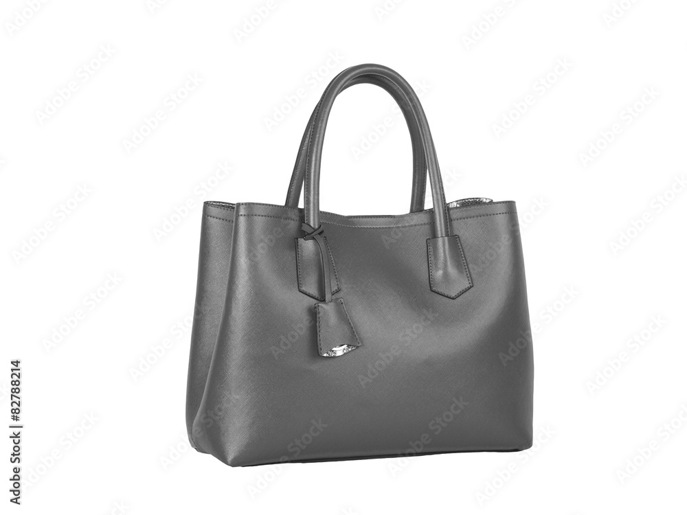 Bolso gris sobre fondo blanco aislado. Vista de frente. Copy space Bolso gris sobre fondo blanco aislado. Vista de frente. Copy space