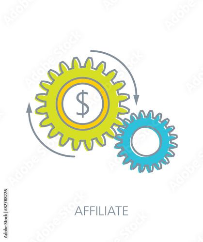 Affiliate flat line icon concept