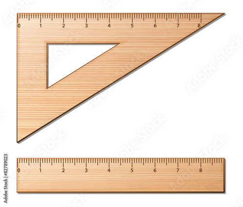 Wooden rulers on the white background. Vector