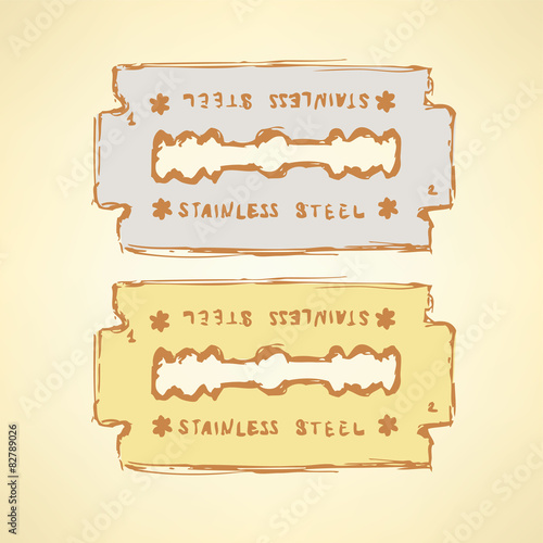 Sketch razor blade in vintage style