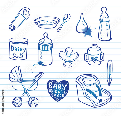 Infant  doodle Icon set 