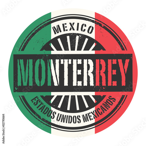 Grunge rubber stamp with the text Mexico, Monterrey