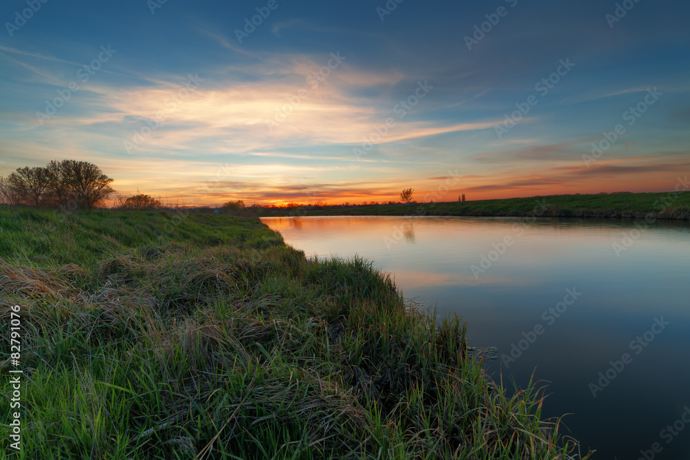 sunset on the river