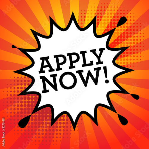 Comic explosion with text Apply Now