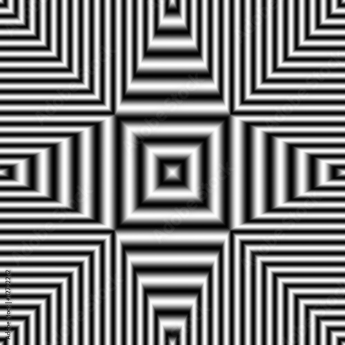 Geometric optical illusion seamless pattern black and white