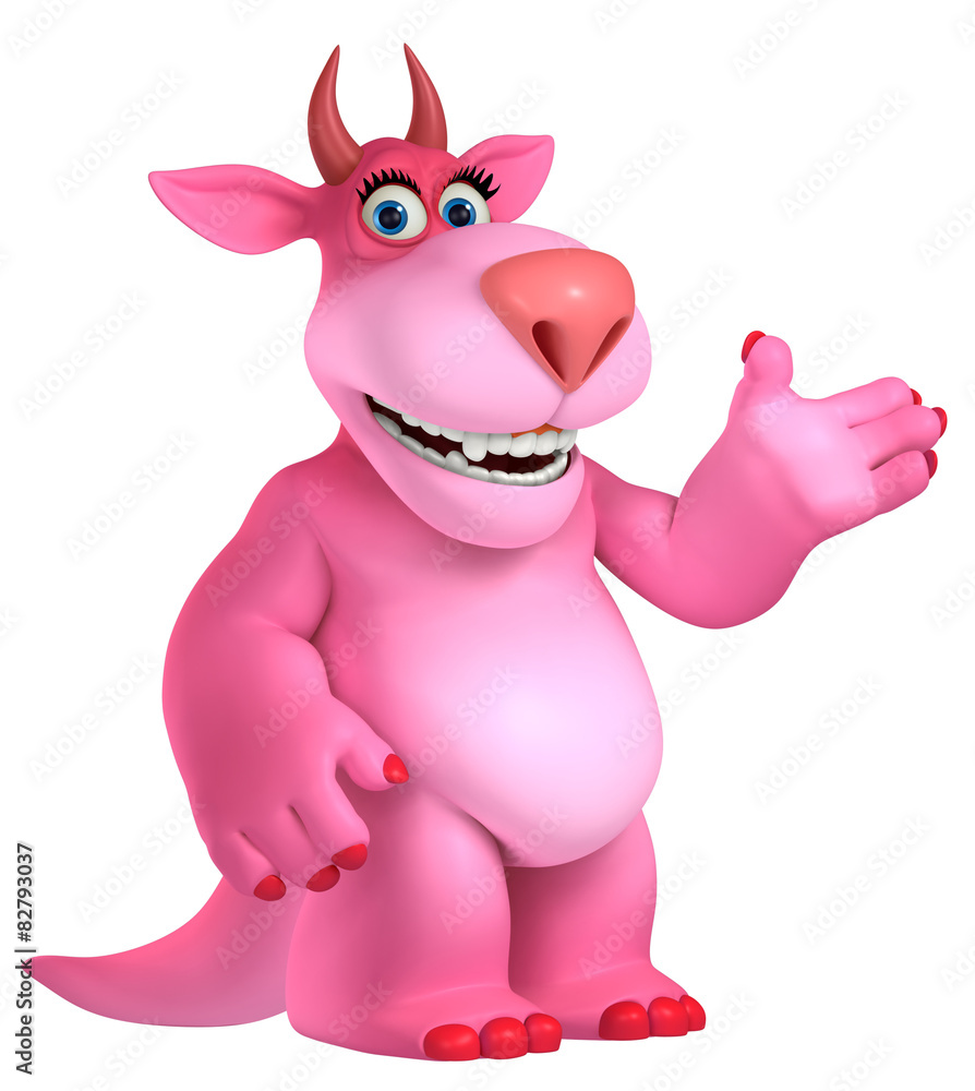 pink cartoon monster 3d