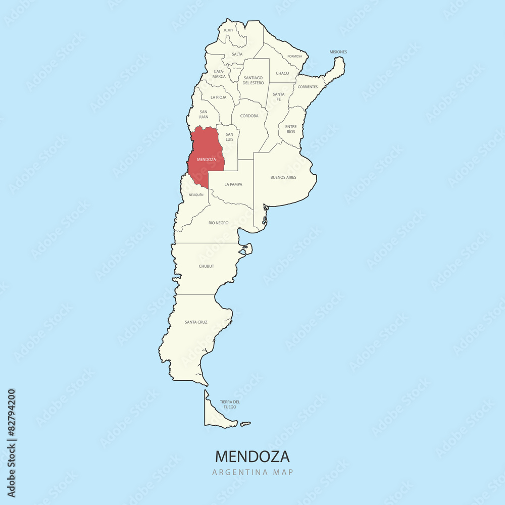 Mendoza Argentina Map Region Province Vector Illustration Stock Vector