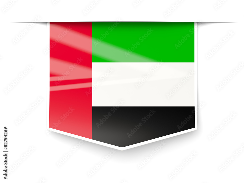 Square label with flag of united arab emirates