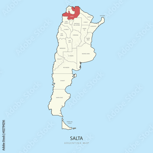 Salta Argentina Map Region Province Vector Illustration