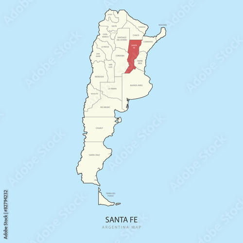 Santa Fe Argentina Map Region Province Vector Illustration