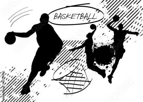 basketball player posture on white background