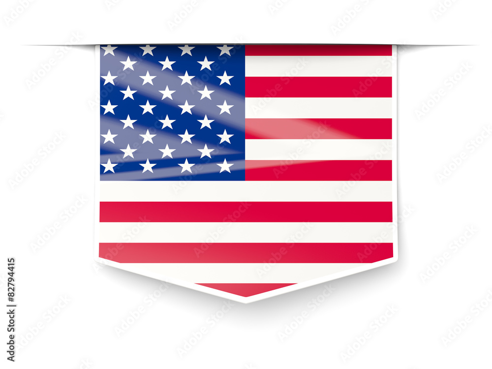 Square label with flag of united states of america Square label with flag of united states of america