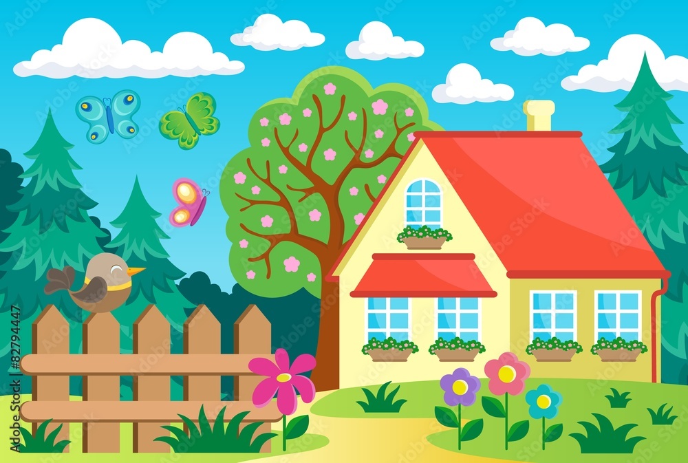 Garden and house theme background 1