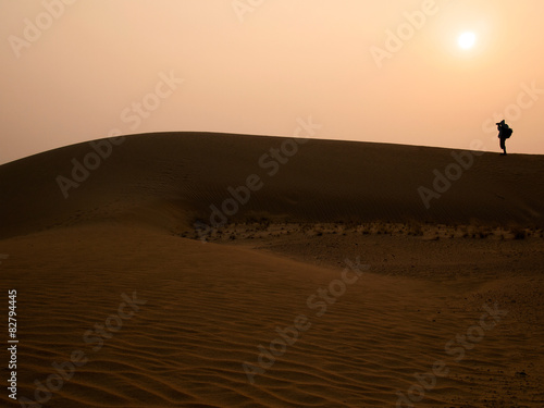 Silhouette photographer at Thar Desert in sunset time  Jaisalmer