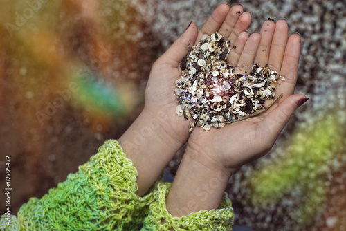 Dream in hands,sea,ecology